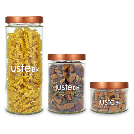 Lot de 3 Bocaux en verre + couvercles