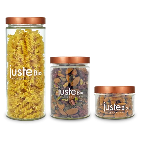 Lot de 3 Bocaux en verre + couvercles