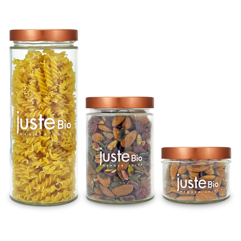 Lot de 3 Bocaux en verre + couvercles