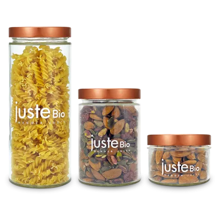 Lot de 3 Bocaux en verre + couvercles